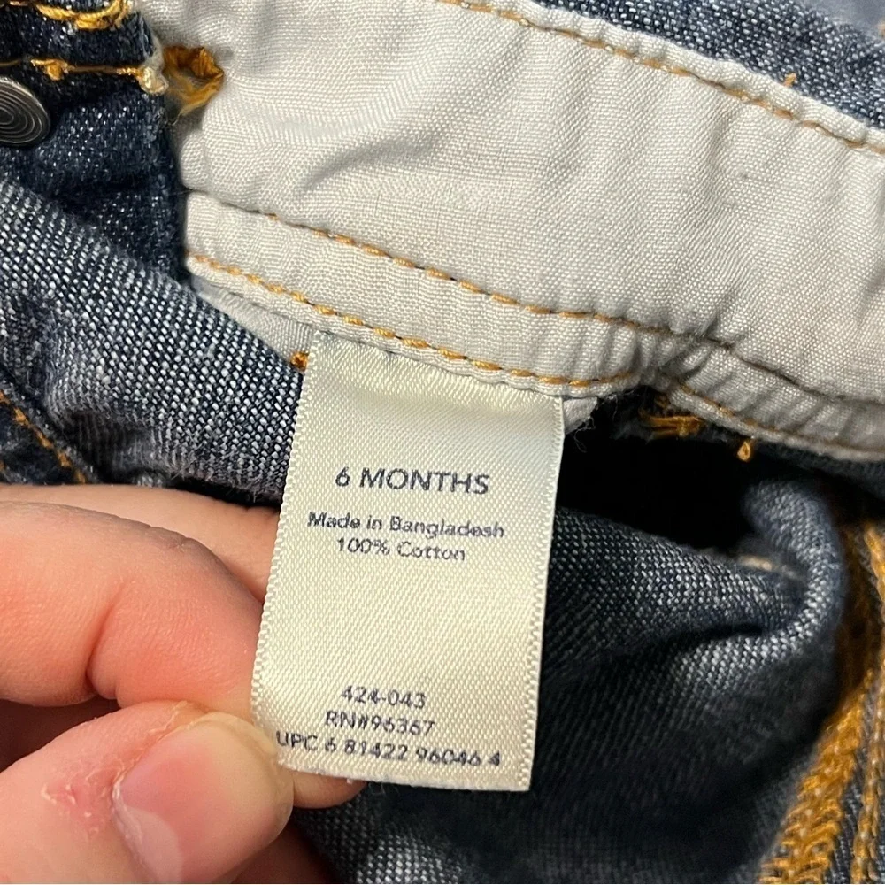Vintage Oshkosh B'Gosh Baby Boy Size 6 Mth Blue Jean Carpenter Overalls Vestbak